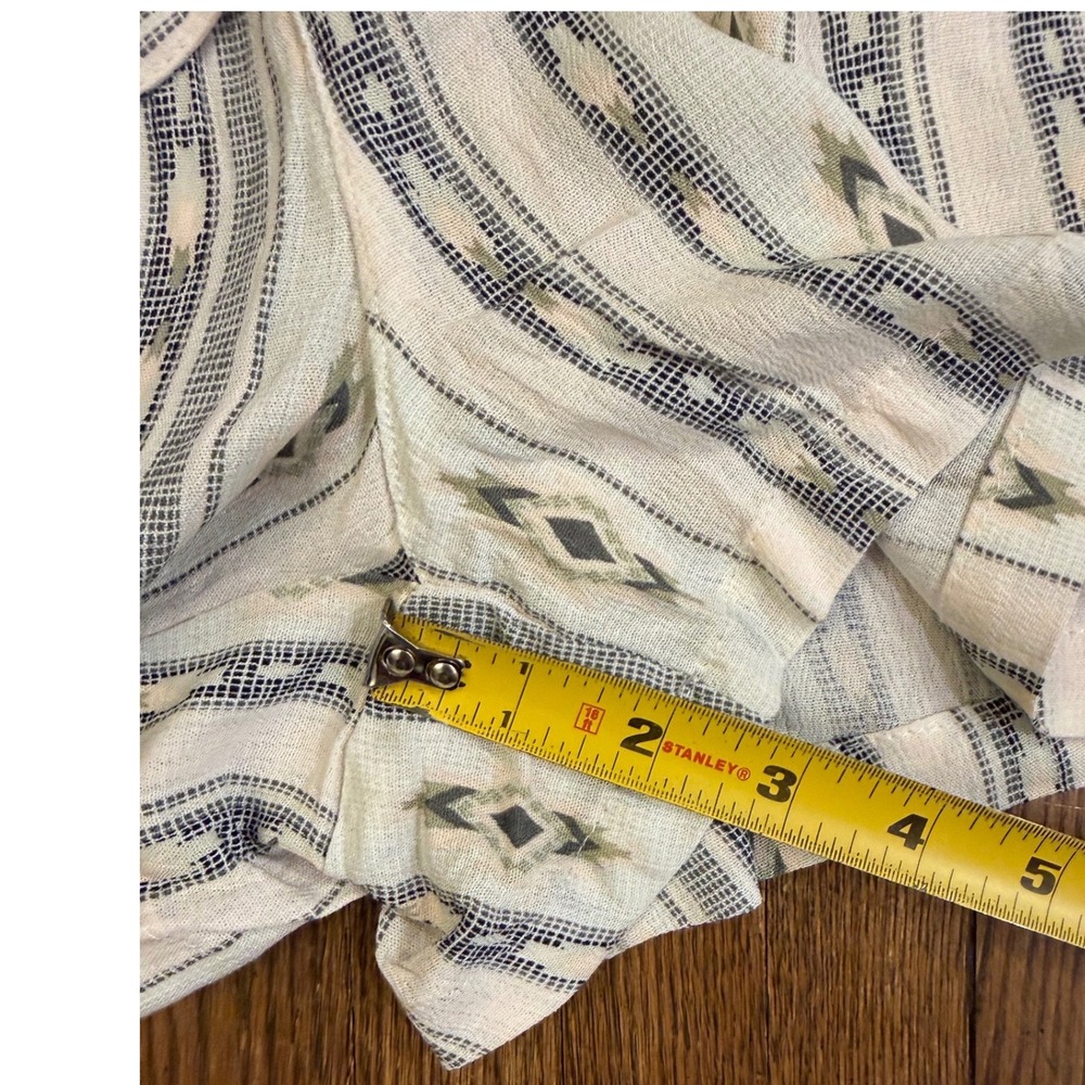 Rewash Tribal Print Paperbag Waist Shorts XL Cream Blue Rayon Boho Tie Belt - Picture 8 of 8